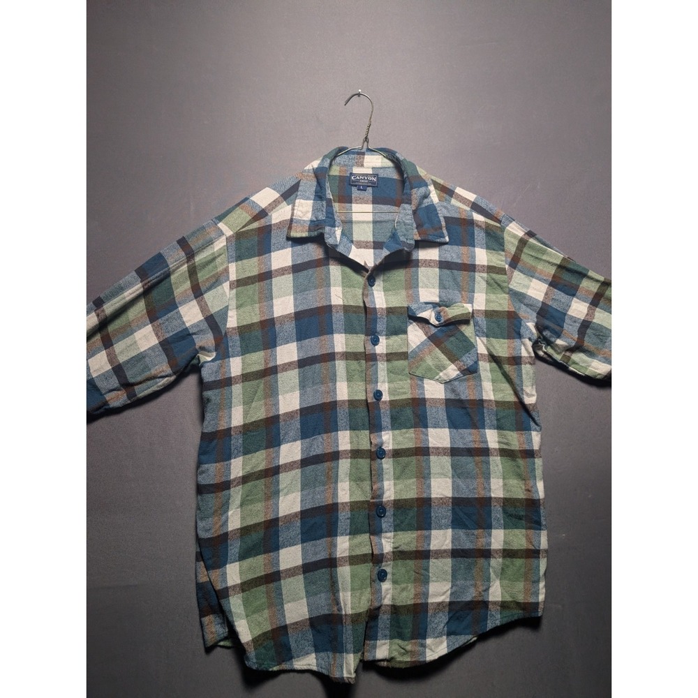 Canyon Creek Flannel Shirt Mens Large Multicolor Plaid Button Up Long Sleeve
